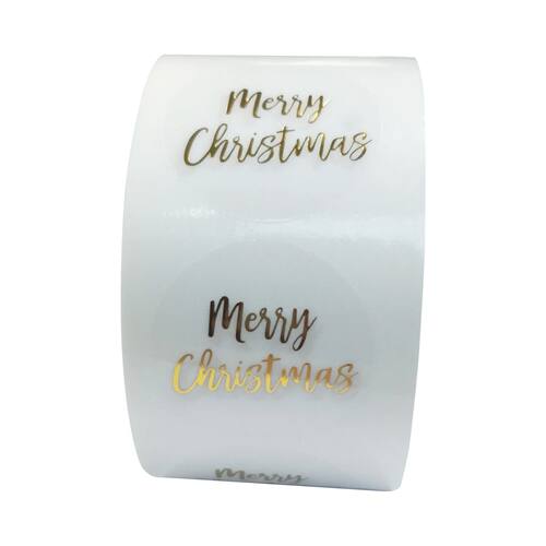 100-500pcs Round Clear Merry Christmas Stickers Thank You Ca