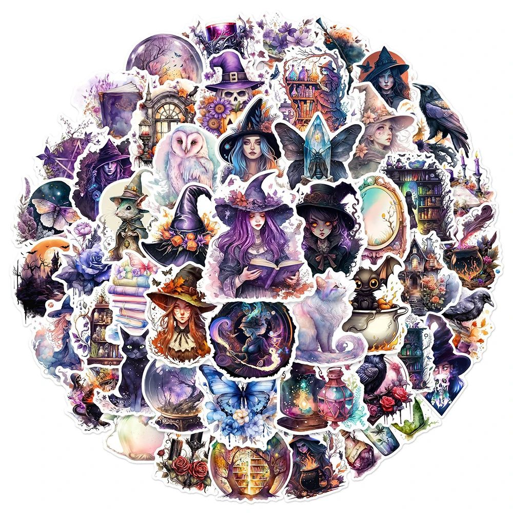 10/30/50pcs Art Gothic Magic Witch Aesthetic Cartoon Sticker