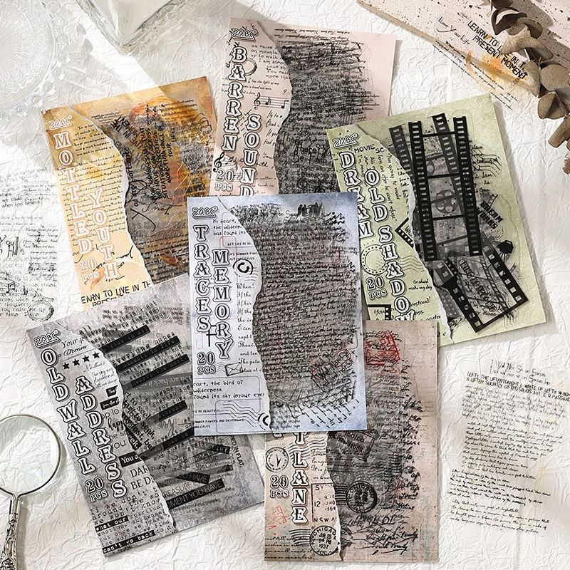 20 sheet Vintage INS Large size Text fragments Stickers Deco