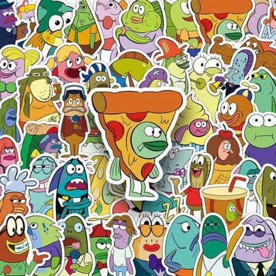 50PCS Bikini Bottom Mermaid SpongeBob SquarePants Stickers C