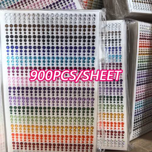 15 Colors Crystal Rhinestones Stickers for Face 900pcs Mixed
