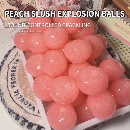 Peach Slushy Squishy Toy Translucent Pink Stress Relief Ball