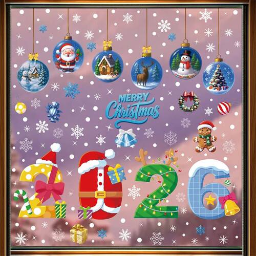 2026 Christmas Window Sticker Snowman Snowflake Glass Sticke