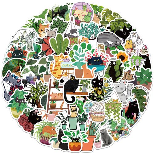 50PCS Cute Cat Stickers Graffiti Decals for Kids Toys DIY La