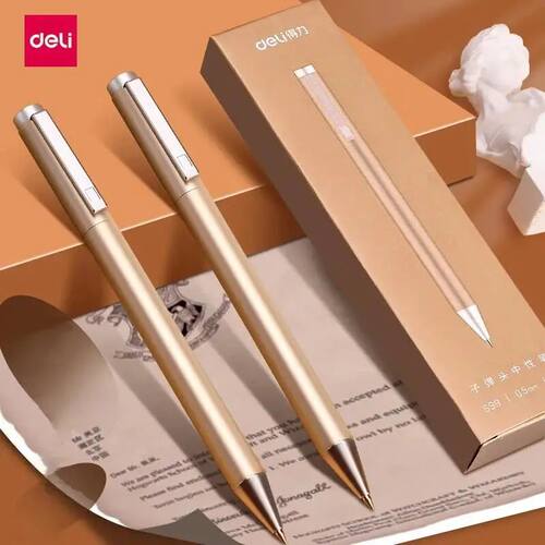 Deli Metal Gel Pens 0.5mm black ink Refill Sign Pen Statione