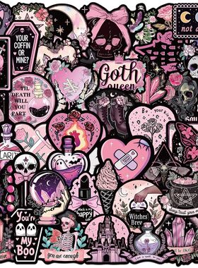 50pcs Halloween Gothic Graffiti Stickers Aesthetic DIY Lapto