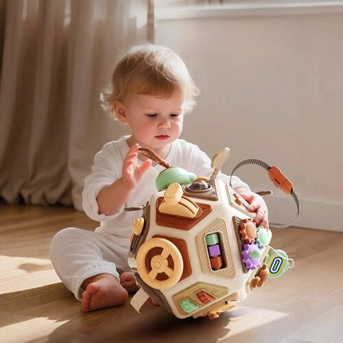 Montessori Baby Busy Board Cube Sensory Toys Toddler Educati
