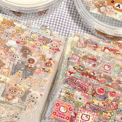 5pcs Hello Kitty Rilakkuma Cartoon Die-cutting Sticker Cute