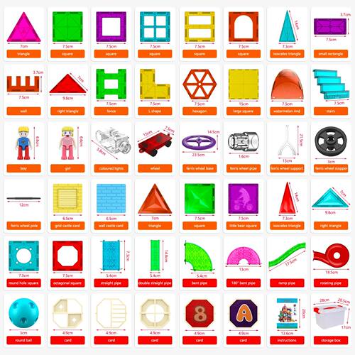 Magnetic Tiles Magnetic Building Blocks Construction Set Mag