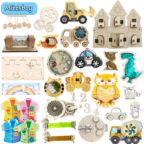 DIY Montessori Busy Board  Accessories Wooden Graffiti Digit