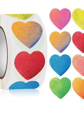 100-500pcs Color Valentine's Day Heart Sticker 1inch Birthda
