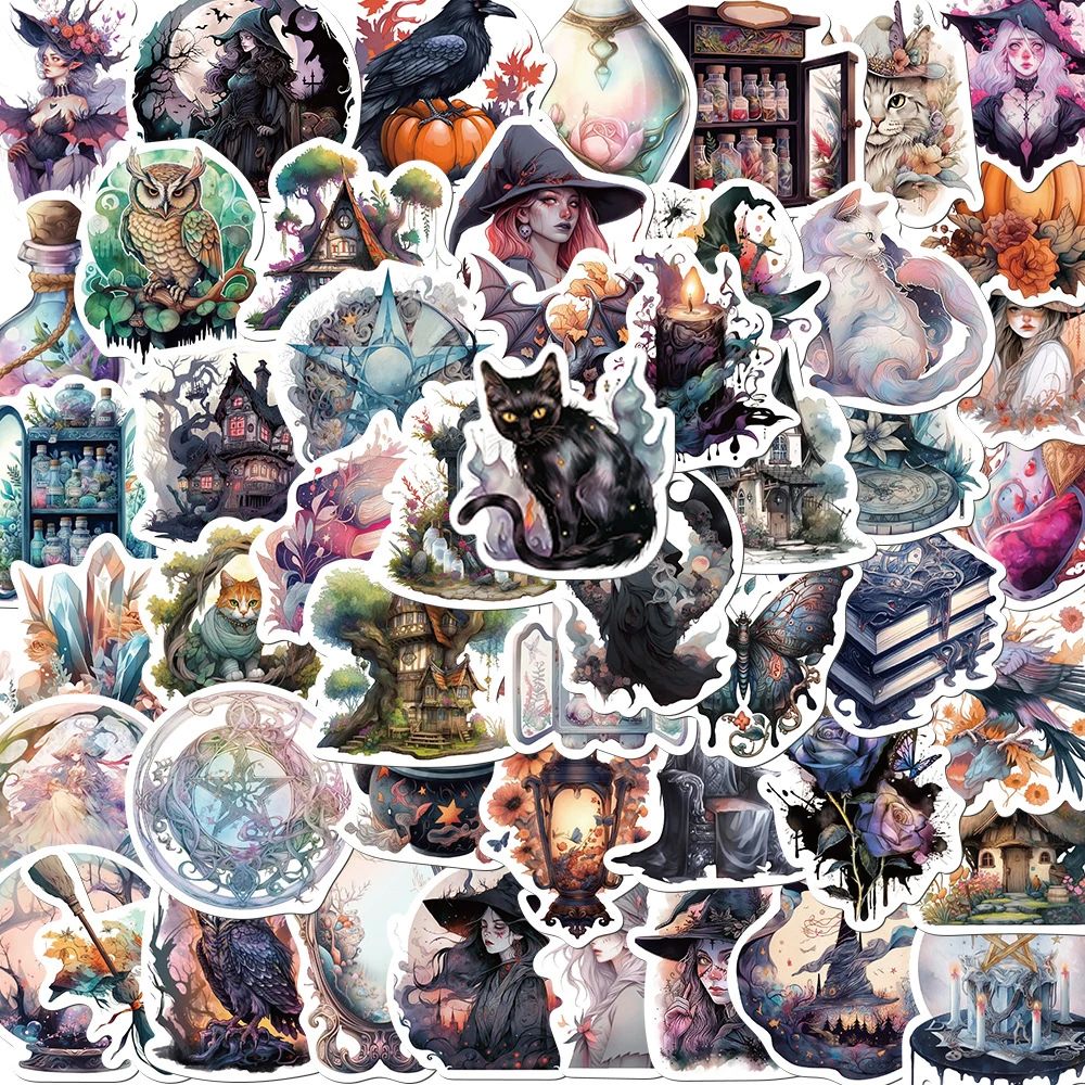 10/30/50PCS Cool Magic Witch Gothic Cartoon Stickers Aesthet