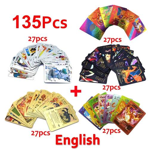 Pokemon Cards Vmax GX Gold Foil Flash Card English Spanish C