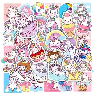 50/100pcs Cute Cartoon Unicorn Stickers for Laptop Luggage P
