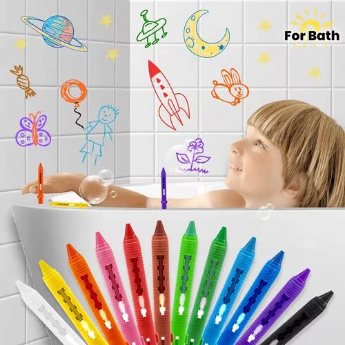 1 Set Washable Bath Crayons, Colorful Bathtub Markers for Ki