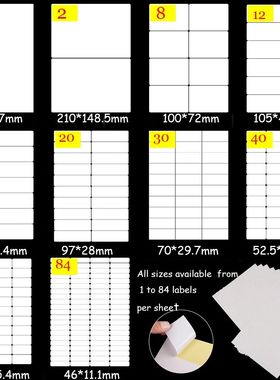 5 Sheets White A4 Paper Self Adhesive Sticky Splitting Packa