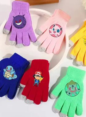 Pokemons Knitted Gloves Boys Girls Cartoon Anime Mittens Chi