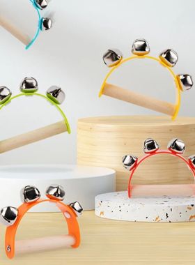 Wooden Half Round Hand Ringing Bell Children Musical Orff In