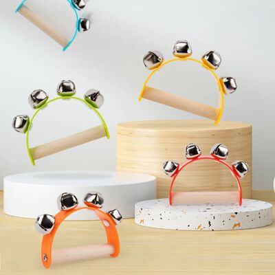 Wooden Half Round Hand Ringing Bell Children Musical Orff In