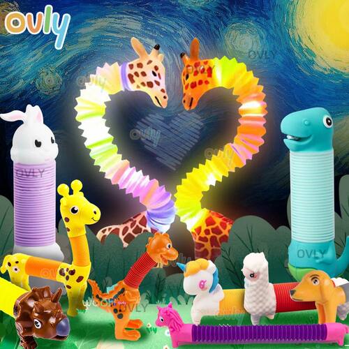 3D Luminou Pop Tube Toy Silicone Alpaca Unicorn Push It Bubb