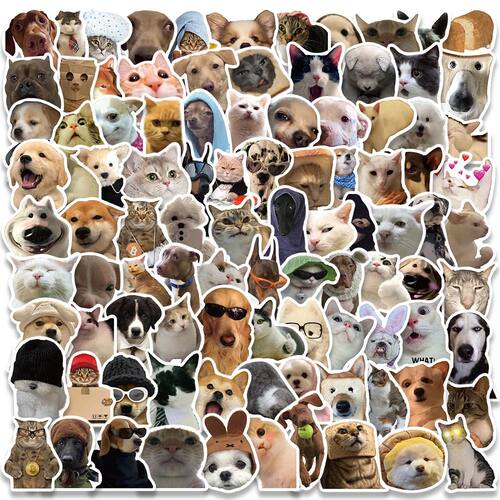 10/30/50/100pcs Cute Dog Cat MEME Funny Animals Stickers Kaw