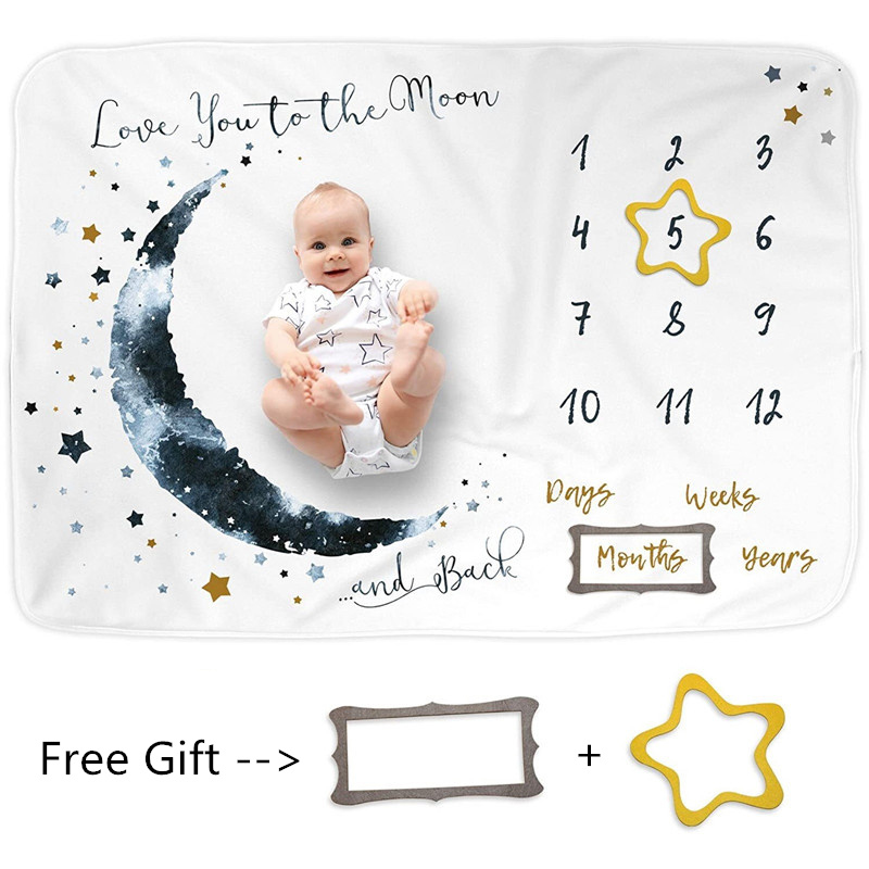 100*75 CM Baby Milestone Blanket Newborn Flannel Monthly
