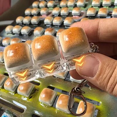 Bread Keycap Stress Relief Clicker Keychain Mechanical Keybo
