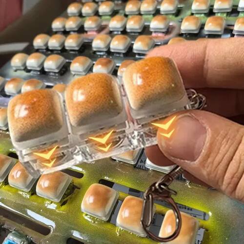 Bread Keycap Stress Relief Clicker Keychain Mechanical Keybo