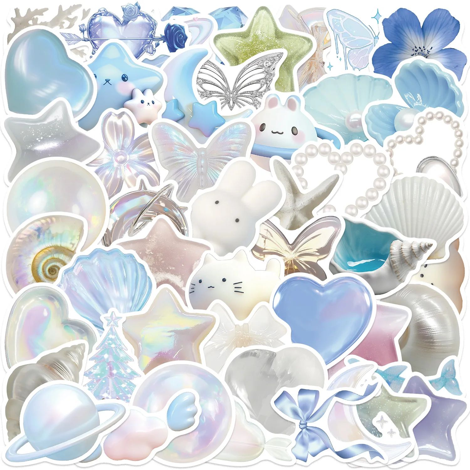 10//50PCS Dream Blue Cartoon Stickers Aesthetics Ins Style C