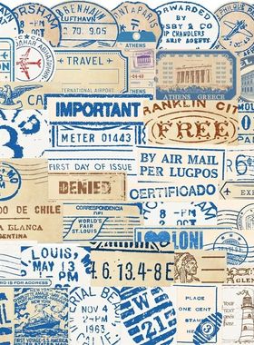 10/30/50PCS Vintage Blue Stub PVC Sticker Aesthetic Decorati