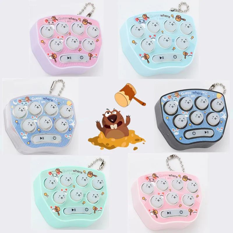 1PC Whack A Mole Game Decompression Toy Keychain with Sound