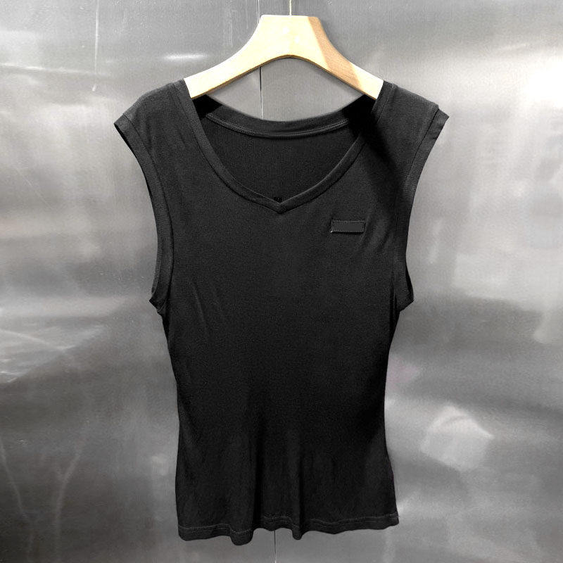 时尚V领无袖T恤女修身显瘦百搭打底背心上衣,女装/女士精品,T恤,淘宝优惠券,粉丝福利购,淘宝优惠卷