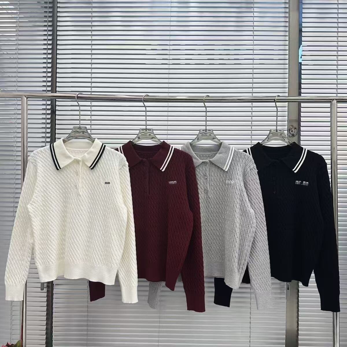 【现货】韩版麻花针织衫女宽松长袖POLO翻领毛衣通勤穿搭羊毛衫
