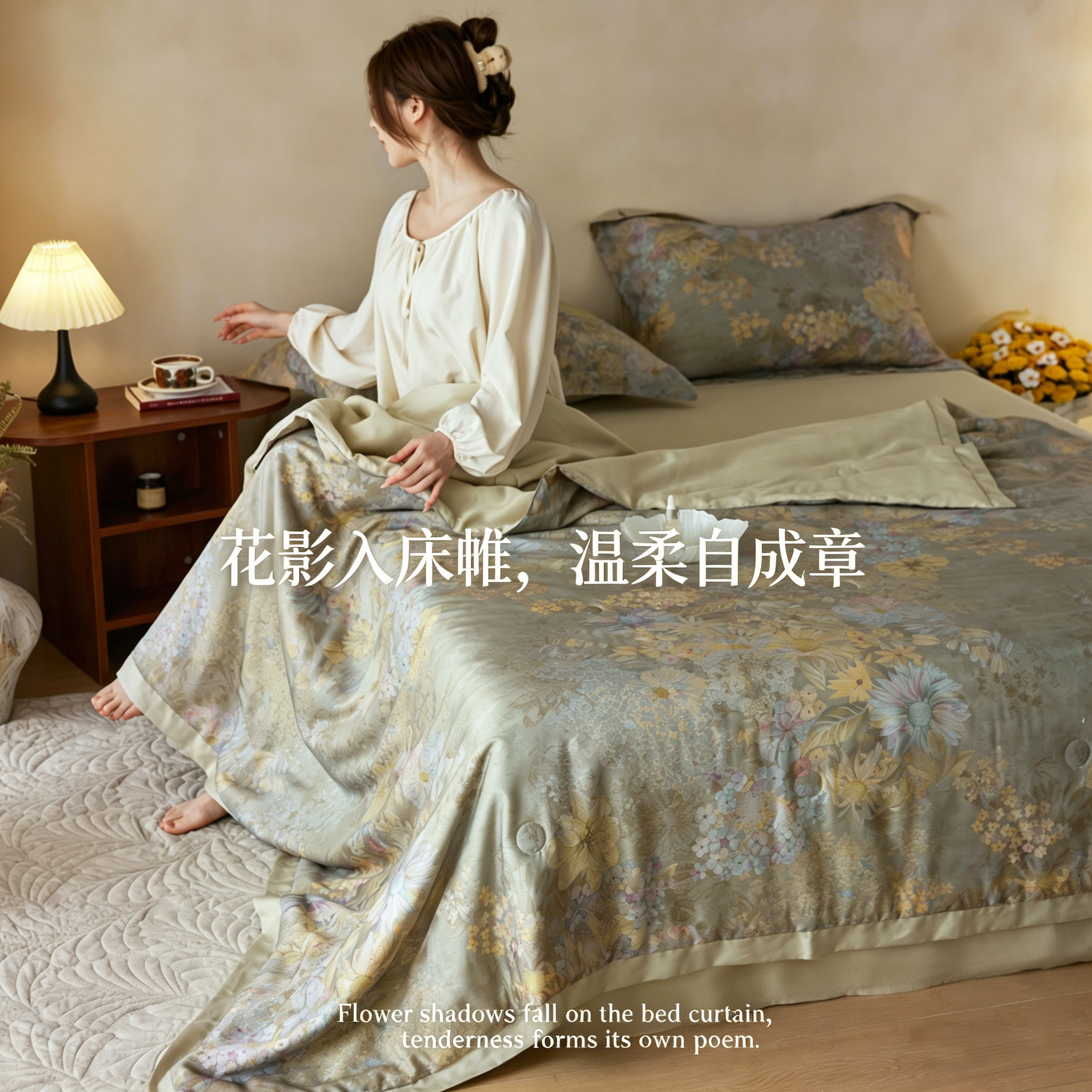 轻奢莱赛尔天丝夏被四件套夏季冰丝大豆纤维夏凉被丝滑凉感空调被