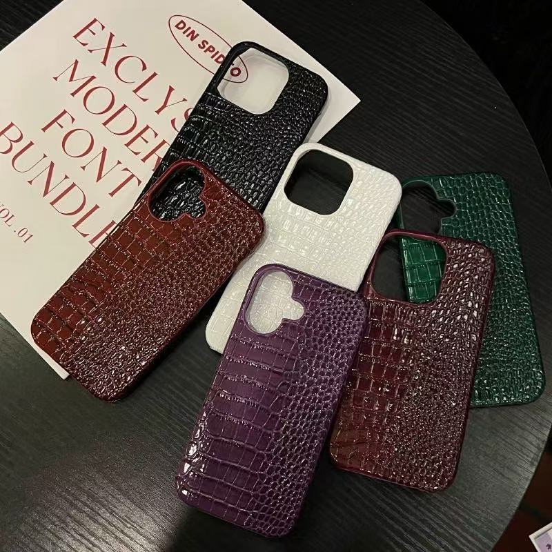 高级轻奢油皮鳄鱼纹苹果15promax手机壳IPhone16个性14防摔1312硬