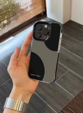 简约黑色圈圈适用苹果15pro手机壳iPhone14透明13/12软壳11保护套