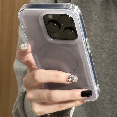 ins简约灰紫色苹果16promax手机壳iphone151413磁吸手机壳苹果15p