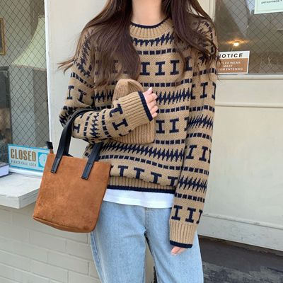 赠送运费险复古文艺毛衣
