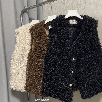 保暖加厚小香羊羔毛极简风背心