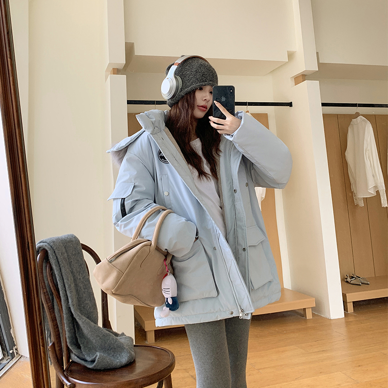 工装派克羽绒棉服女2025冬季新款加厚巨好看高级感学生大毛领外套