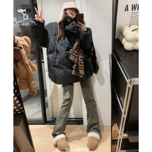 黑色短款羽绒棉服女款冬季巨好看2025新款加厚棉衣外套女学生爆款