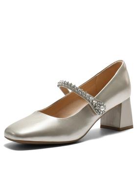 百丽粗高跟软底玛丽珍鞋女鞋子2026春新款浅口单鞋F1Y1  F1Y1DAQ6