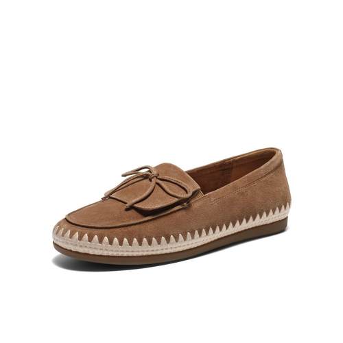 百丽羊皮编织渔夫乐福鞋女鞋子