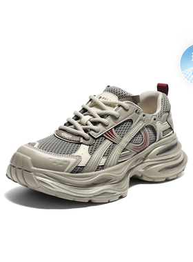 百丽网面老爹鞋厚底女鞋2025秋新款透气运动休闲鞋E4P1  E4P1DCM5