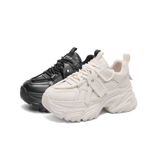 百丽厚底黑色老爹鞋女鞋运动鞋