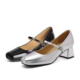 玛丽珍鞋 子粗高跟芭蕾单鞋 女款 鞋 七夕礼物B2065CQ4 24秋季 百丽法式