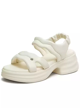 他她白色厚底运动沙滩凉鞋女鞋2025夏新款松糕底舒适鞋子CXY02BL5