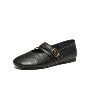 新款 他她休闲气质平跟玛丽珍鞋 女鞋 2026春季 子XTT02AQ6 羊皮浅口鞋