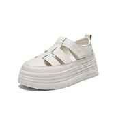 女鞋 子25夏季 新款 百丽真皮透气罗马凉鞋 包头厚底猪笼鞋 子B2492BH5