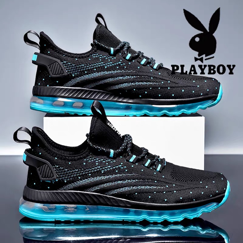 花花公子男鞋夏季气垫减震飞织网面鞋防滑大码软底跑步休闲运动鞋